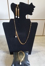 parure collier bracelet et boucles oreilles Plaqué Or 18K Acier Inoxydable NEUVE