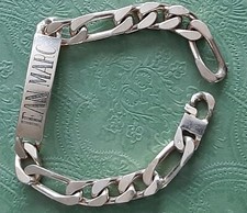 GOURMETTE BRACELET HOMME Gravée JEAN MARC en PLAQUE OR - L 23,5 cm - 48 grammes
