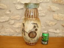 Grand VASE en grès de Biouffloux (Belgique) signé BIRON, décor TUKTUK, TBE.