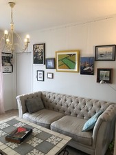 canapé chesterfieldtissu gris