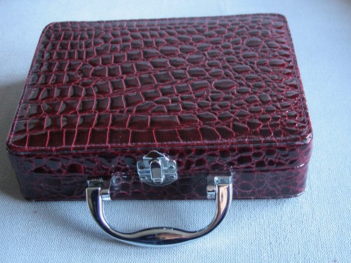 Petite valise bordeaux simili - valise,