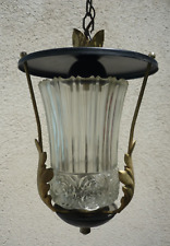 Lanterne suspension des années 50 en métal et verre