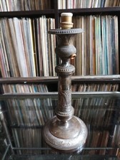 Pied de Lampe - Ancien Bougeoir en Étain ou Metal Argente