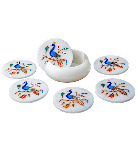 Marbre blanc coaster set demi - marbre,