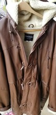 Men Soft Leather Tan Hoodie