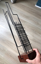 Belle Sculpture Contemporaine Métal Brutaliste Bois Style Scandinave 58cm