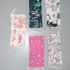 5 Masques protection anti postillons ENFANT 100% Coton Lavable artisanal Neufs