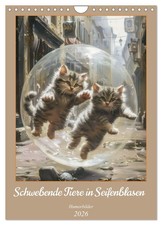 Animaux flottant dans des bulles de savon - Images humoristiques (Calendrier mur