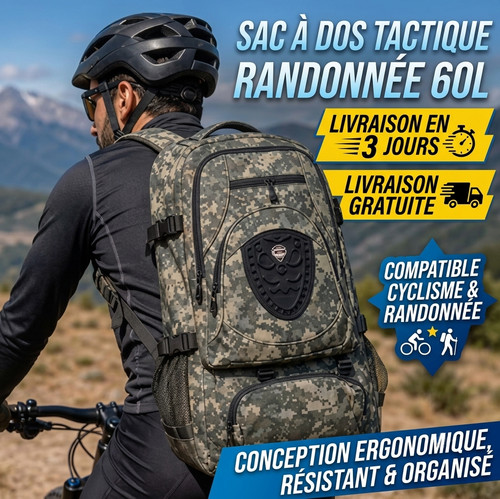 Sac dos tactique 60l - dos,