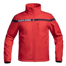 VESTE SOFTSHELL SÉCU-ONE SÉCURITÉ INCENDIE ROUGE SSIAP SECURITE  TRAVAIL
