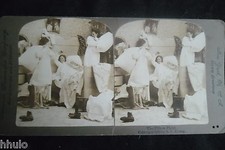 STB258 Scène de genre Bataille d'oreiller Photo STEREO albumen original
