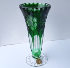 Vase en Verre Avec Original-Etikett Russisch-Grün Bavaria Allemagne Um 1960 L461