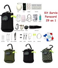 Kit de survie 29 pièces Paracord mousqueton randonnée treck bivouac