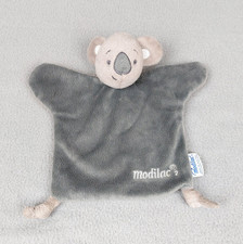 Doudou plat koala gris beige MODILAC 2 taupe 2 nouettes