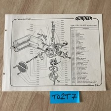 Gurtner carburateur GBV16 605 Paloma Flash GBV16 629 Briban liste pièce détachée