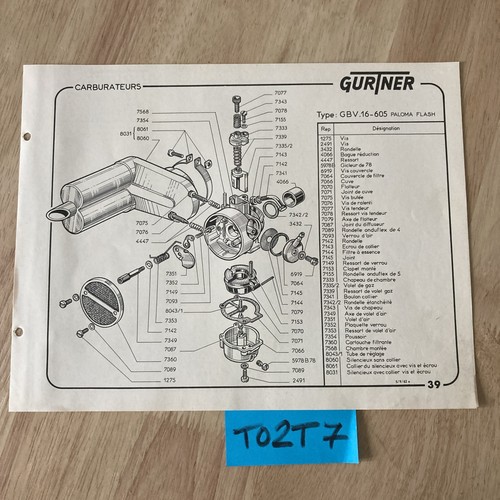 Gurtner carburateur gbv16 - gbv16, 605