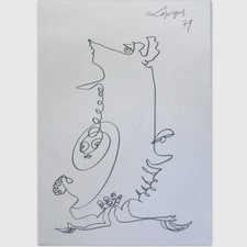 LAPICQUE Charles (1898-1988) "Personnage (79)" Mine de Plomb/Papier