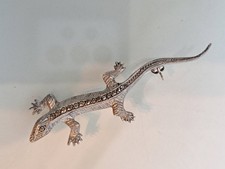 Belle Vieux Broche, Lézard (Salamandre), 835 Argent Avec Des Pierres Marcasite