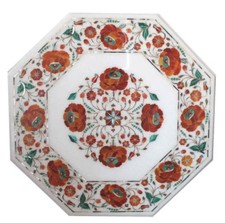 18 " Marbre Côté Fin Table Haut Demi-Précieuses Pierres Inlaid Floral Art