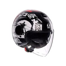 Casque Moto Jet Agv Eteres History Matt Noir Blanc Rouge