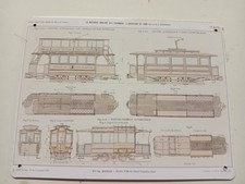 D Plaque tole peinte recente Plans tramways exposition 1900 21 x 16 cm deco