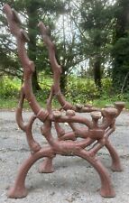 Paire de Banc Salon de Jardin Fonte Faux Bois XIXeme Ancien Château Fer Parc