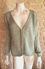 Gilet maille vert avec boutons