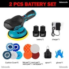 Polisseuse lustreuse ponceuse sans fil 6 vitesses + 2 batteries et accessoires