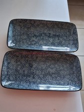 2 Petites  assiettes  rectangulaires asiatique NARUMI 12cm x 22 cm