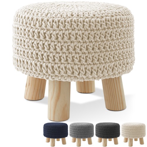 Cotton pouf ottoman footstool - pouf,