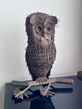 Sculpture Chouette Hibou vintage en tôle 1970 - Style Curtis Jere