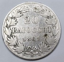 Monnaie Argent, 20 Baiocchi 1861 R - Pius IX - VATICAN