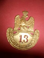Ancienne plaque de Shako en laiton premier Empire troupe du 13 ème de ligne