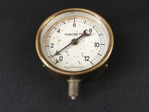 Grand manomètre ancien cuivre