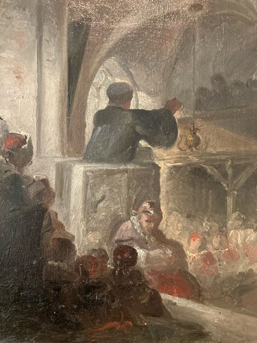 Peinture messe eglise huile - eglise,