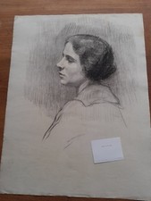 Dessin ancien portrait Emma