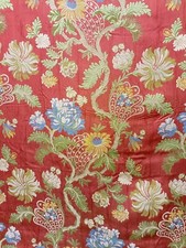 Tissu lampas brocard rouge décore floral