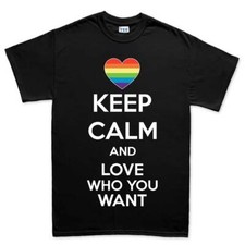 Keep Calm Love Who You Want LGBTQ Mens T shirt Tee Top T-shirt
