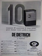 PUBLICITÉ 1967 DE DIETRICH 10 QUESTION POUR CHOISIR UN POÊLE MAZOUT- ADVERTISING