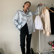 Femme Faux Soie Chemise Satin