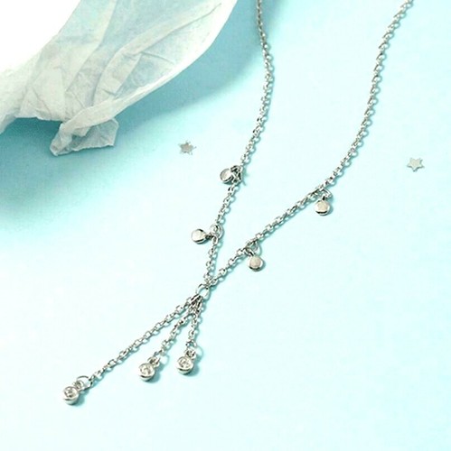Silver choker simple tassel - silver,