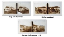 Lot 3 plaques verre c1914-1918 avions aviateur Garros Boilot  guerre militaires
