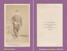 CDV LAURENT à PARIS :  MILITAIRE NOMMÉ GUSTAVE VIDAL VERS 1870  -S35