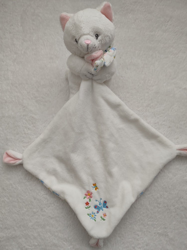 Doudou chat blanc - chat, rose