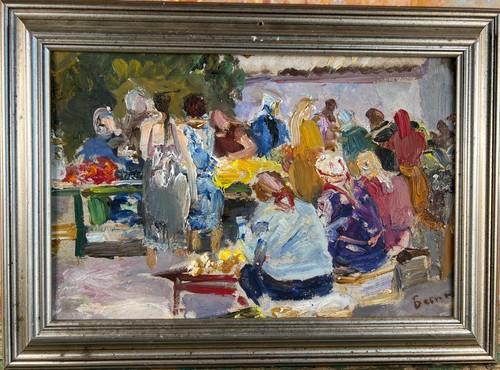 Vintage russian market scene - russian,