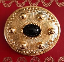 Magnifique  BROCHE Signée ORENA PARIS - Pierre noire au centre - 46 X 40 mm