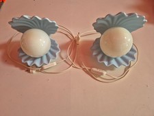 Paire de lampes a poser pour chevet ou autre coquillage vintage bleue vintage