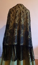 GRAND CHÂLE DENTELLE SOIE 1920