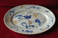 Ancien plat LUNEVILLE - K&G - OISEAU BLEU - 