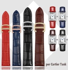 Sangle Montre Ceinture pour Cartier Tank 16mm 18mm 20mm Noir Rouge Bleu Marron